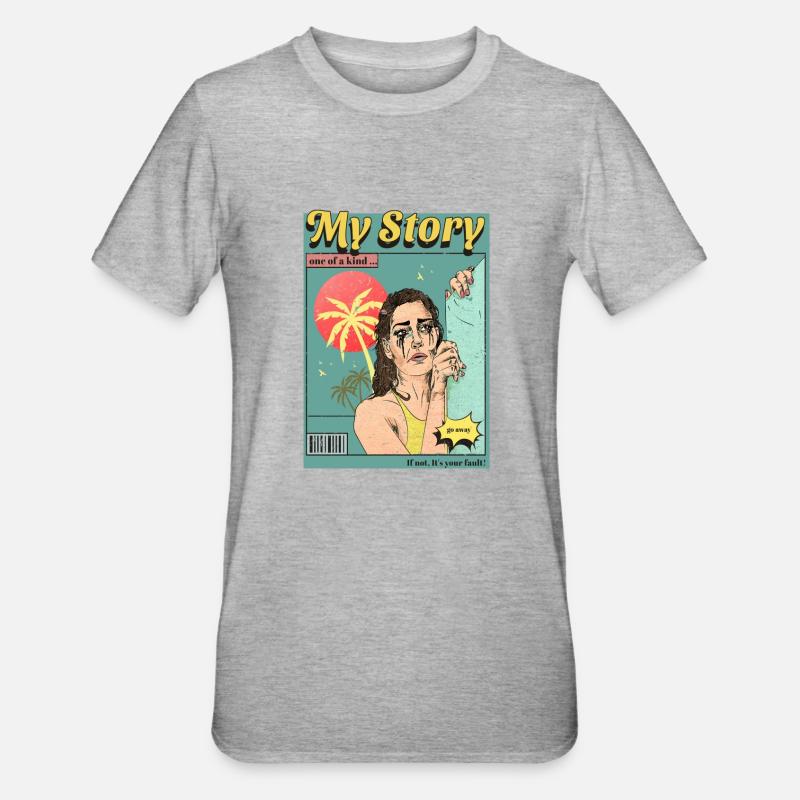 Comic Buch - Unisex Polycotton T-Shirt - Grau meliert
