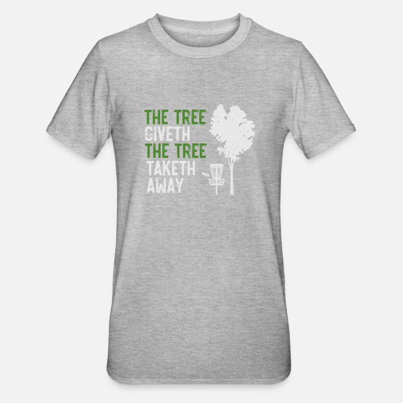Discgolf, Discgolf-Baum - Unisex Polycotton T-Shirt - Grau meliert