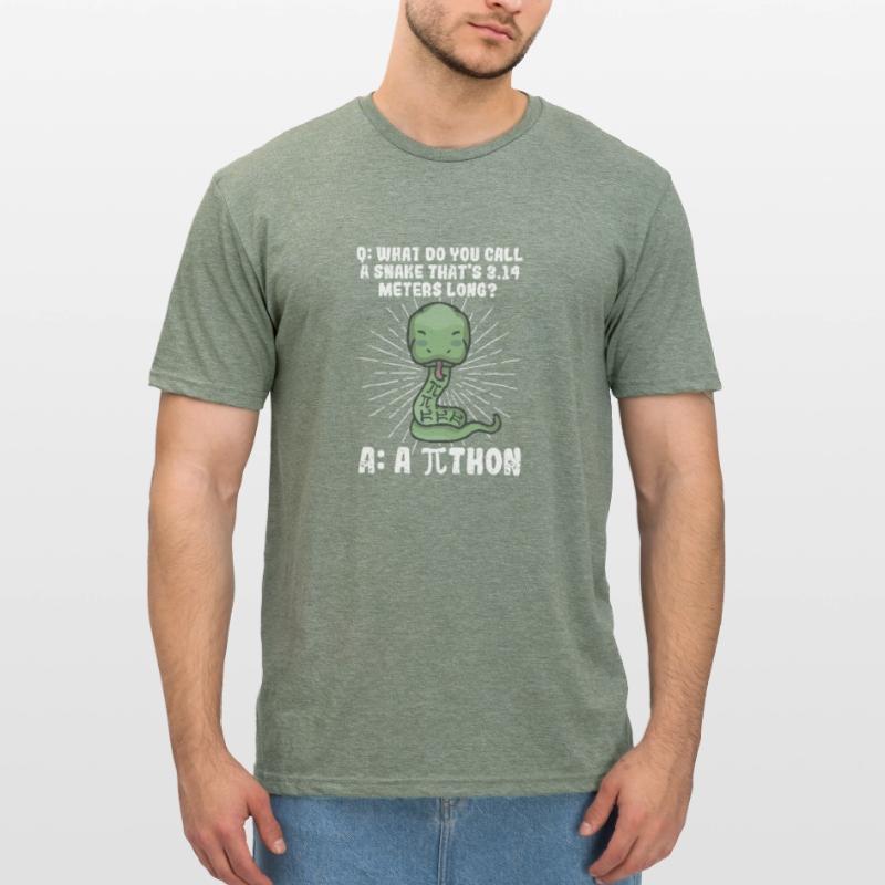 Python Snake Pithon Pi Tag Symbol Drôle de math T-shirt polycoton Unisexe