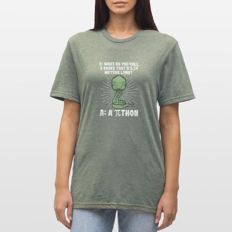 Python Snake Pithon Pi Tag Symbol Funny Math Unisex Polycotton T-Shirt