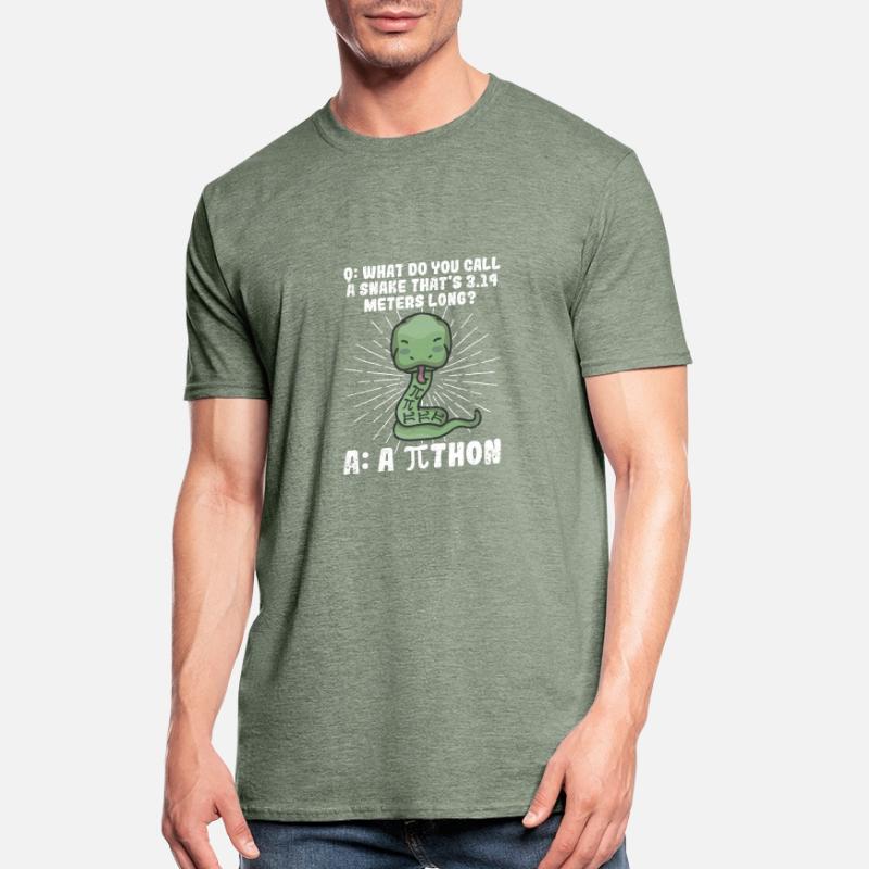 Python Snake Pithon Pi Tag Symbol Drôle de math T-shirt polycoton Unisexe