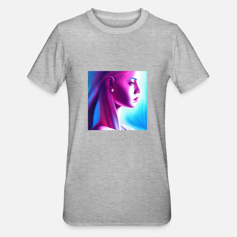 Retrowave Synthwave 80s Character Design - Unisex Polycotton T-Shirt - Grau meliert