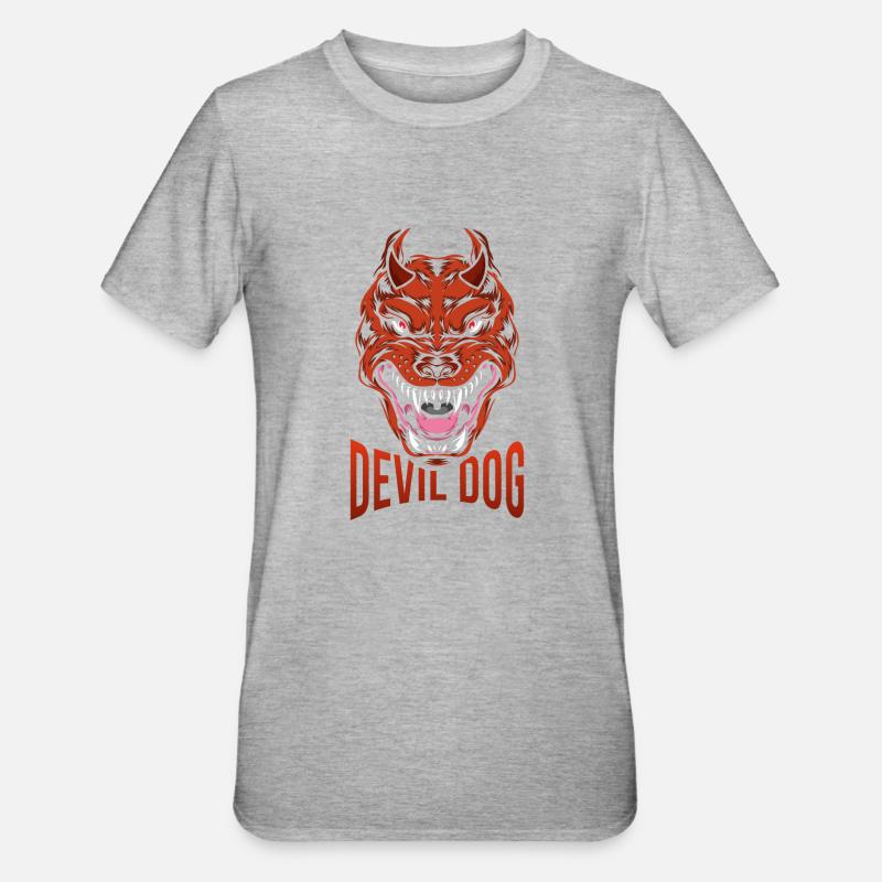 Devil dog with sharp teeth - Unisex Polycotton T-Shirt - heather grey