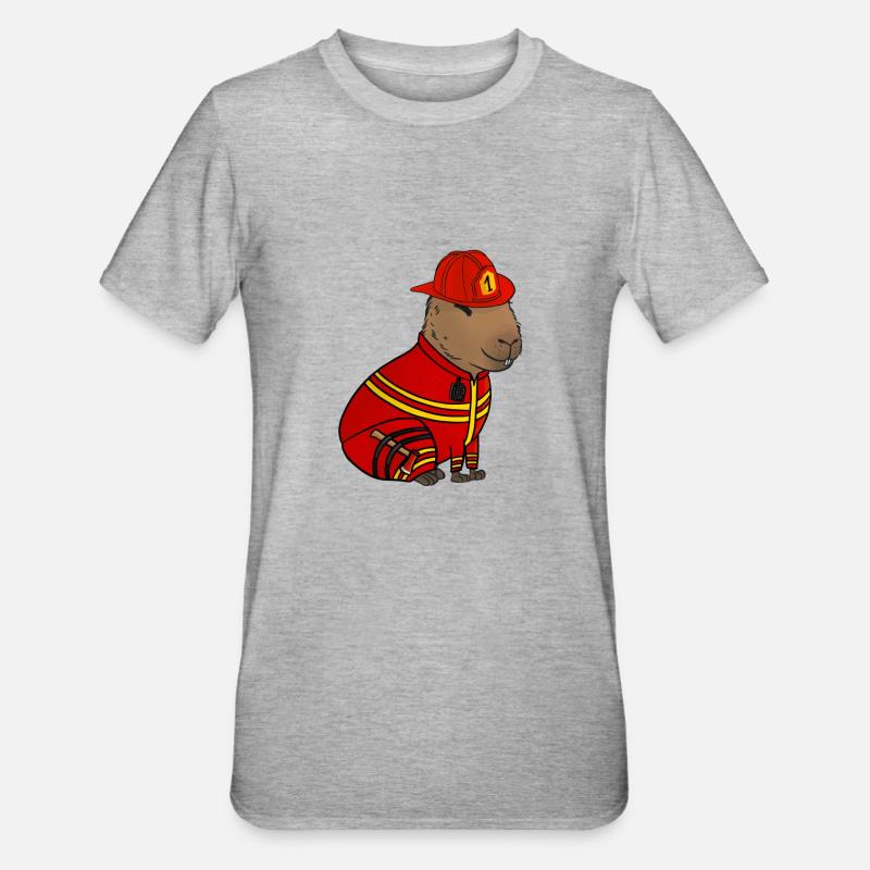 Pompier Pompiers Capybara - T-shirt polycoton Unisexe - gris chiné