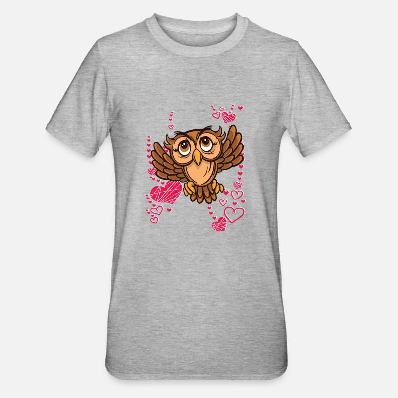 Ich liebe Eulen - Unisex Polycotton T-Shirt - Grau meliert