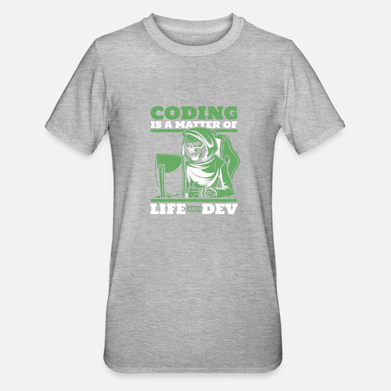 Développeur Coder Programmeur Squelette - T-shirt polycoton Unisexe - gris chiné