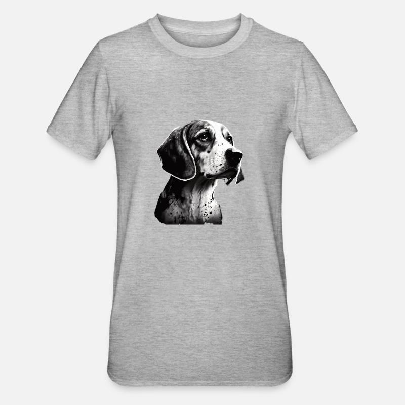 Portrait d’image de Beagle - T-shirt polycoton Unisexe - gris chiné