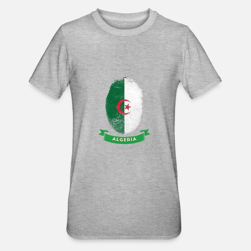 Algérie Drapeau ADN Pays - T-shirt polycoton Unisexe - gris chiné