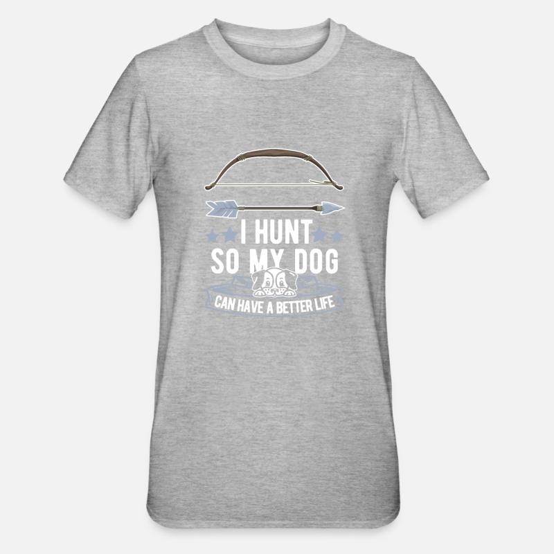 Bogenjagd Bogenjäger Hund - Unisex Polycotton T-Shirt - Grau meliert