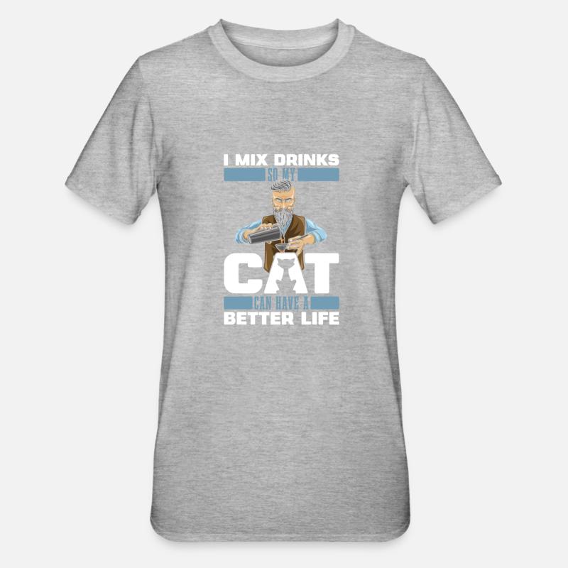 Barkeeper Bartender Katze - Unisex Polycotton T-Shirt - Grau meliert