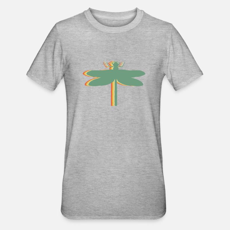 Libellules insectes rétro Libellule - T-shirt polycoton Unisexe - gris chiné