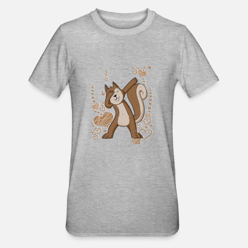 dabbing Eichhörnchen tanzen Waldtier - Unisex Polycotton T-Shirt - Grau meliert