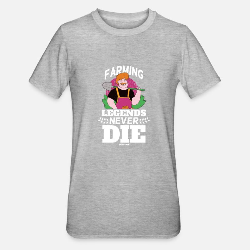 Farming Legends Never Die - Unisex Polycotton T-Shirt - heather grey