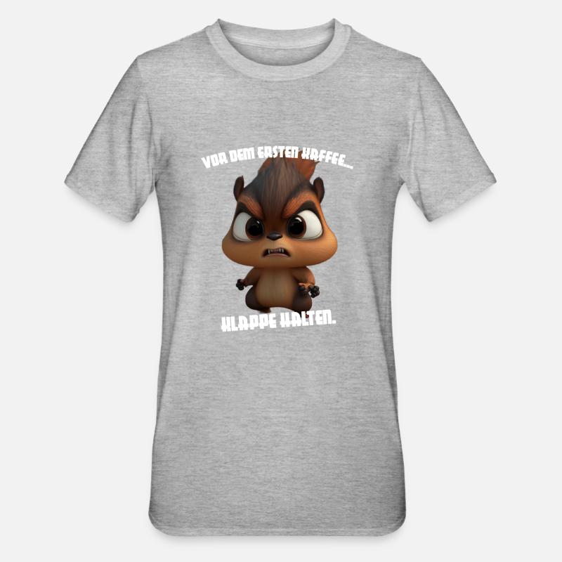 süßes Eichhörnchen mit Spruch Kaffee - Unisex Polycotton T-Shirt - Grau meliert
