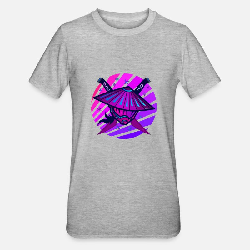 Samurai Monster Schwert violet - Unisex Polycotton T-Shirt - Grau meliert