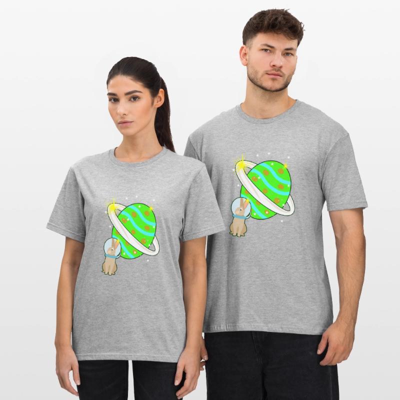 Rabbit Easter Easter Egg Space Unisex Polycotton T-Shirt