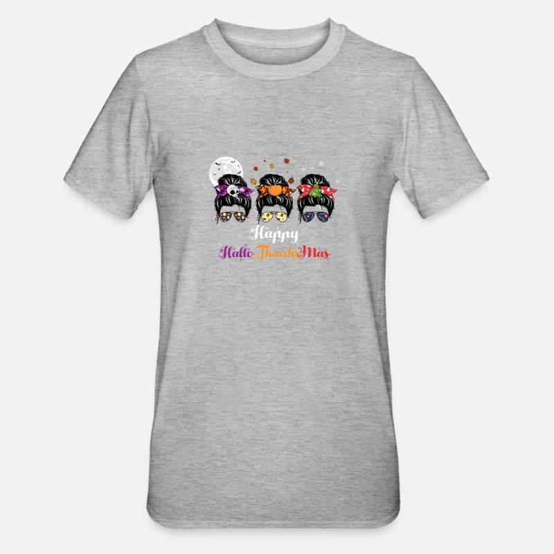 Joyeux Noël HelloThanksMas Halloween - T-shirt polycoton Unisexe - gris chiné