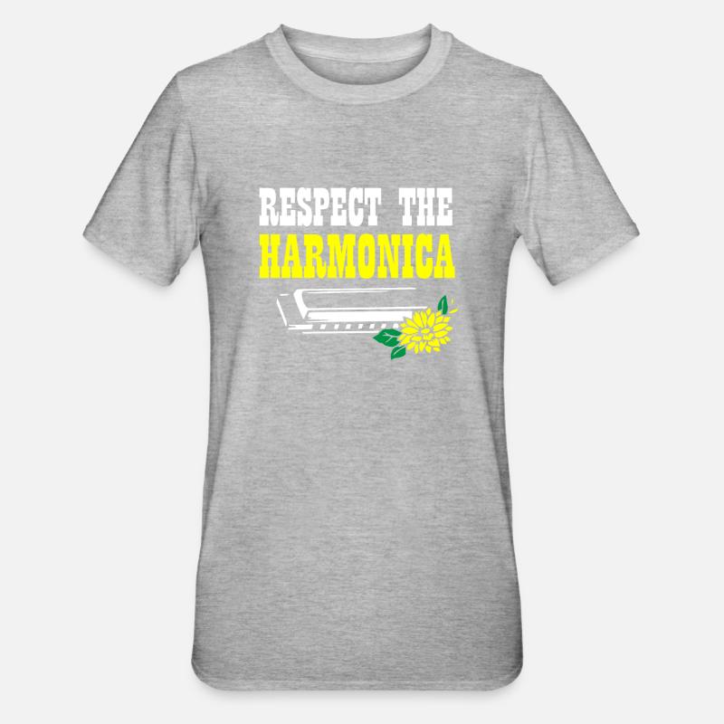 Harmonica player, Harmonica music - Unisex Polycotton T-Shirt - heather grey