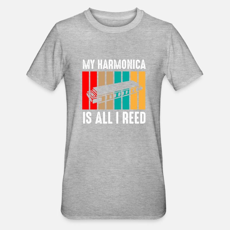 Harmonica player, Harmonica music - Unisex Polycotton T-Shirt - heather grey