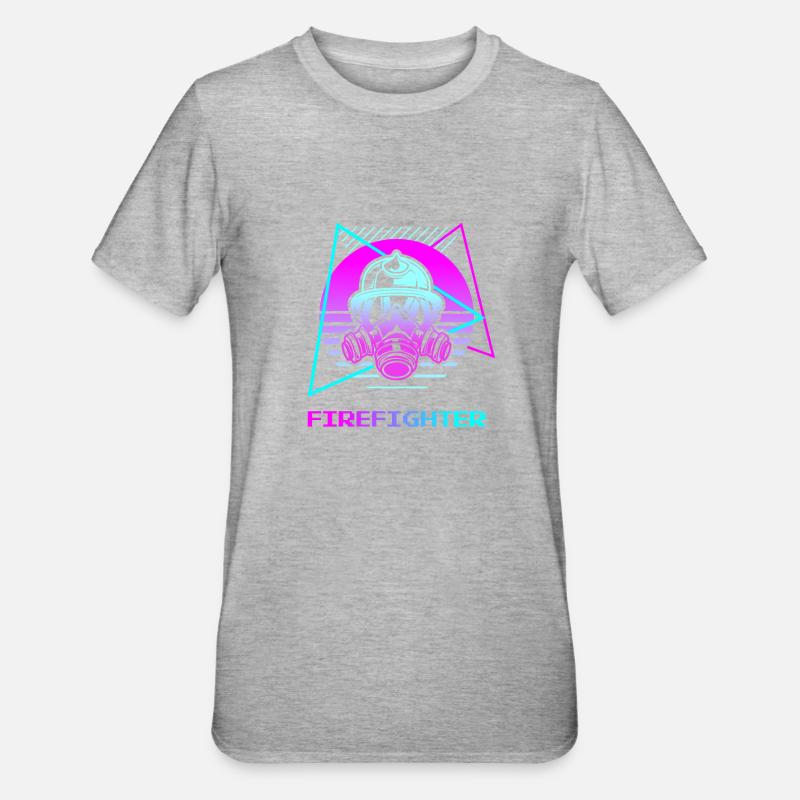 Rétro pompier pompier - T-shirt polycoton Unisexe - gris chiné