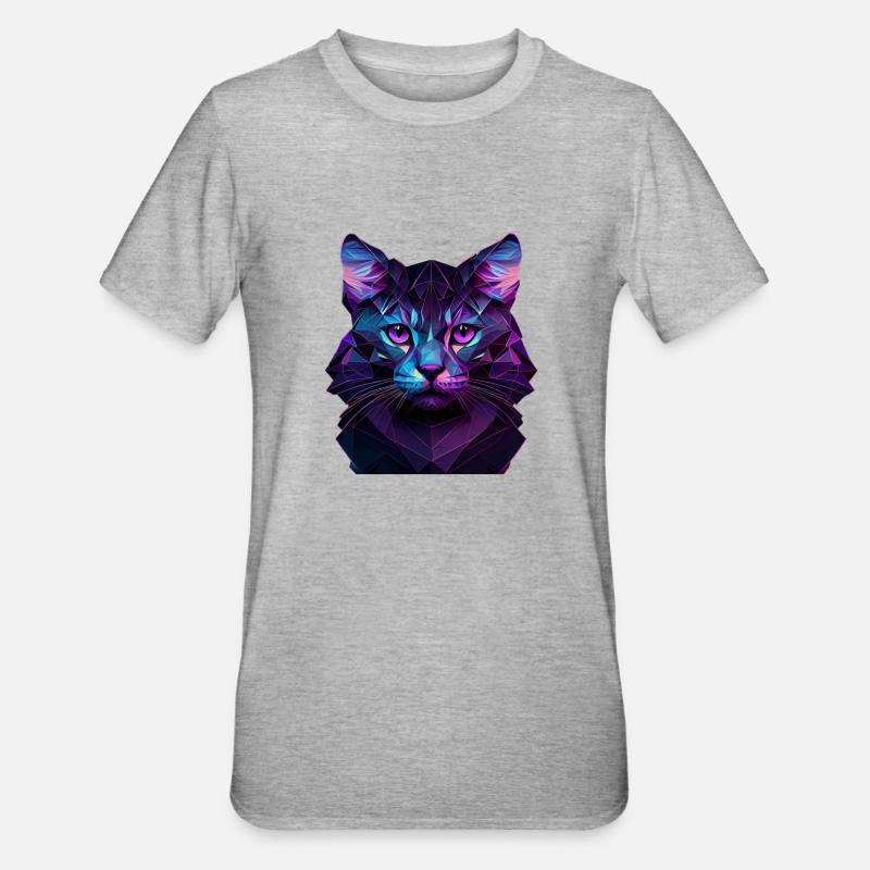 Katze Katzen Kätzchen Polygon Katze - Unisex Polycotton T-Shirt - Grau meliert