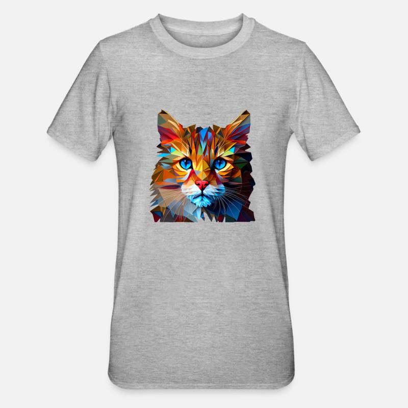 Chaton Chaton Chat Polygone Chat - T-shirt polycoton Unisexe - gris chiné