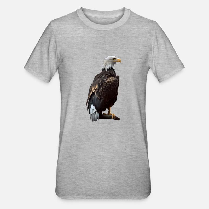 Conception polygonale cool avec un pygargue à tête blanche - T-shirt polycoton Unisexe - gris chiné