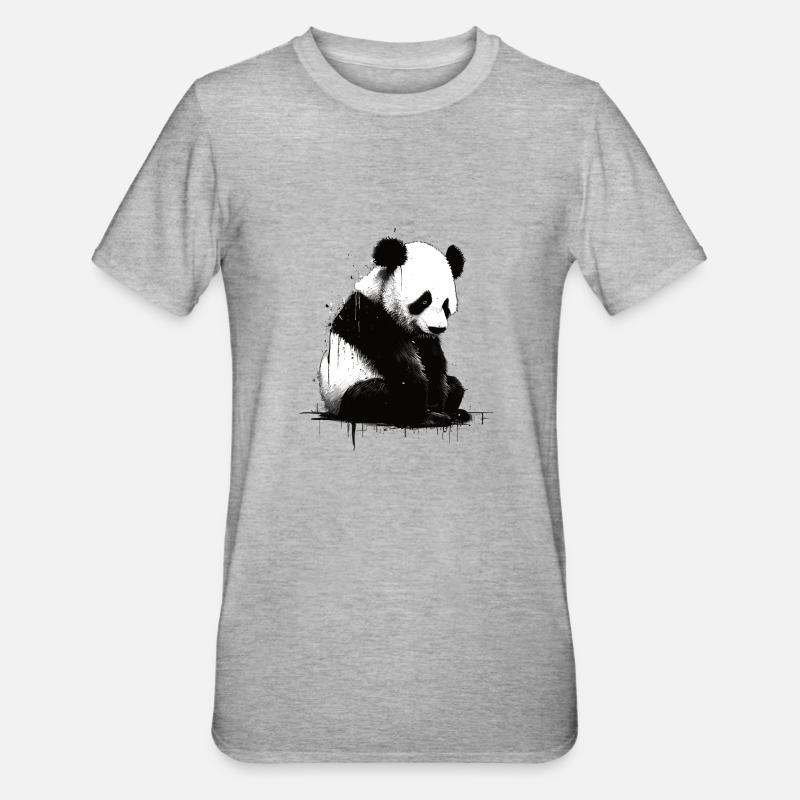 Panda-bär-schablone - Unisex Polycotton T-Shirt - Grau meliert