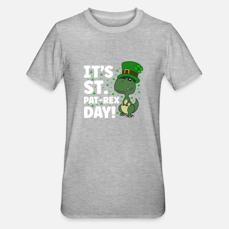 Dinosaure Saint-Patrick Dino - T-shirt polycoton Unisexe - gris chiné