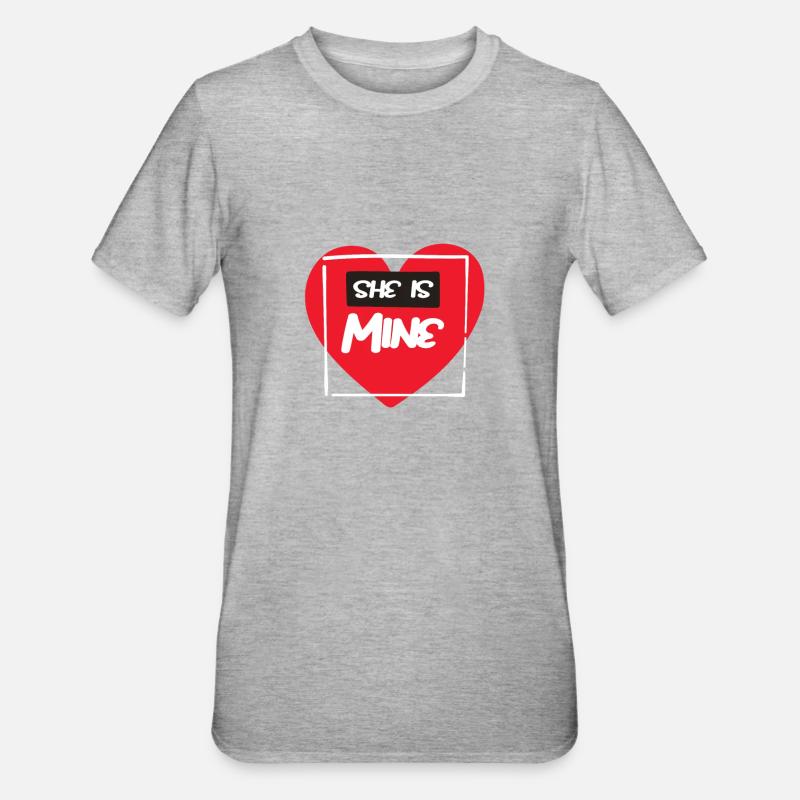 Elle est à moi la Saint-Valentin - T-shirt polycoton Unisexe - gris chiné