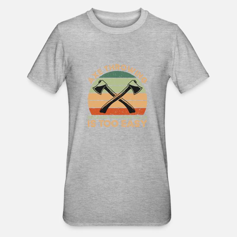 Axe Throwing Axtwurf - Unisex Polycotton T-Shirt - Grau meliert