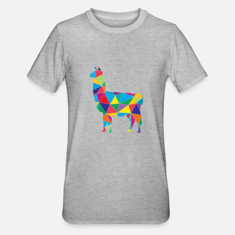 Lama poly bas Lama Géométrie Polygone Lama - T-shirt polycoton Unisexe - gris chiné