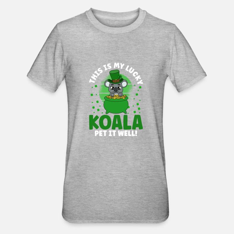 Mignon koala avec chapeau Saint-Patrick - T-shirt polycoton Unisexe - gris chiné