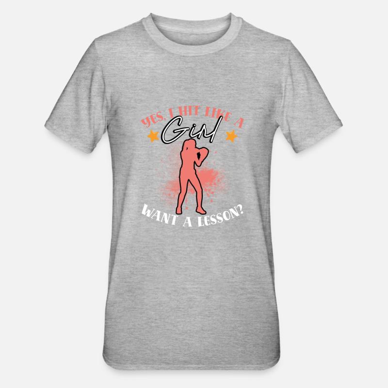 Ich Schlage Wie Ein Mädchen - Unisex Polycotton T-Shirt - Grau meliert