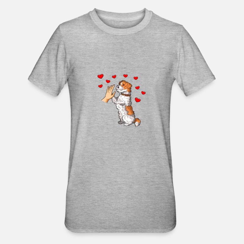 Drahthaar Foxterrier Hund - Unisex Polycotton T-Shirt - Grau meliert
