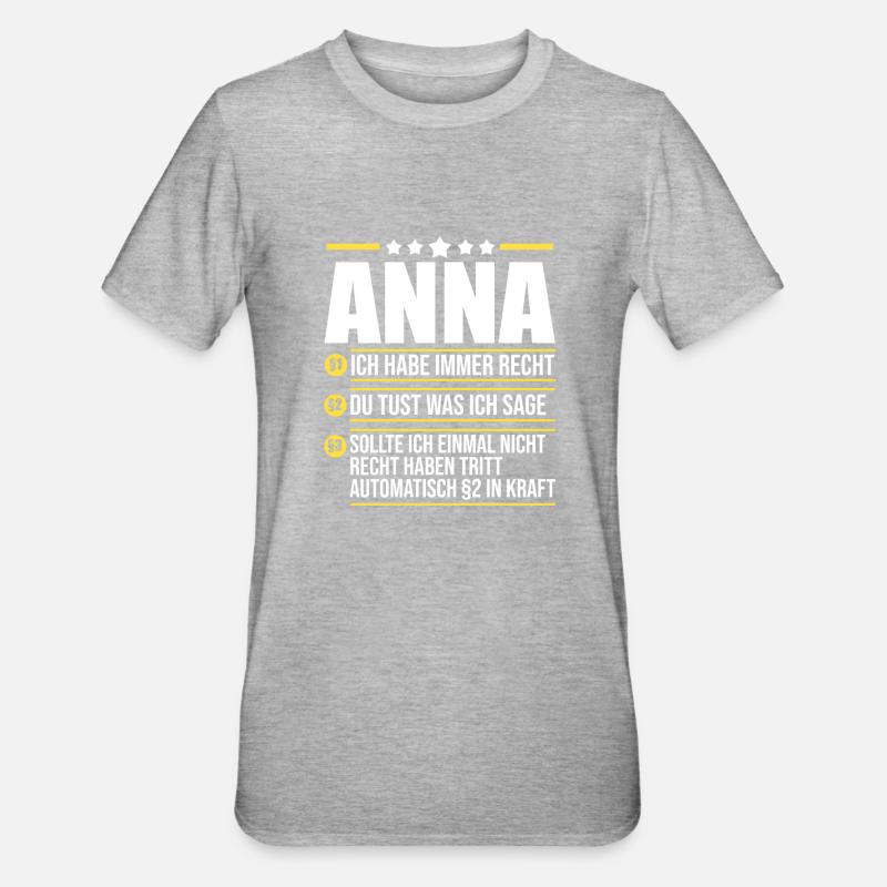Anna - Unisex Polycotton T-Shirt - Grau meliert