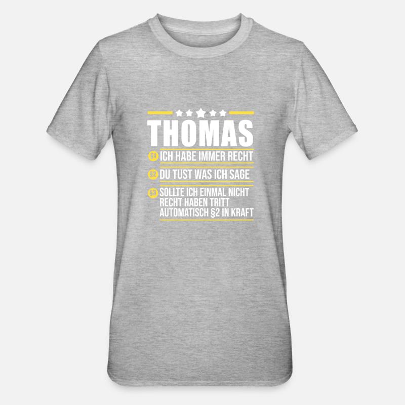 Thomas - Unisex Polycotton T-Shirt - Grau meliert