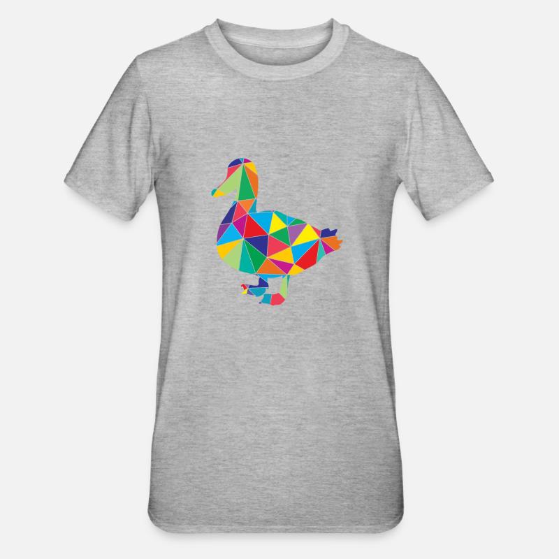 Polygone de canard Low Poly - T-shirt polycoton Unisexe - gris chiné