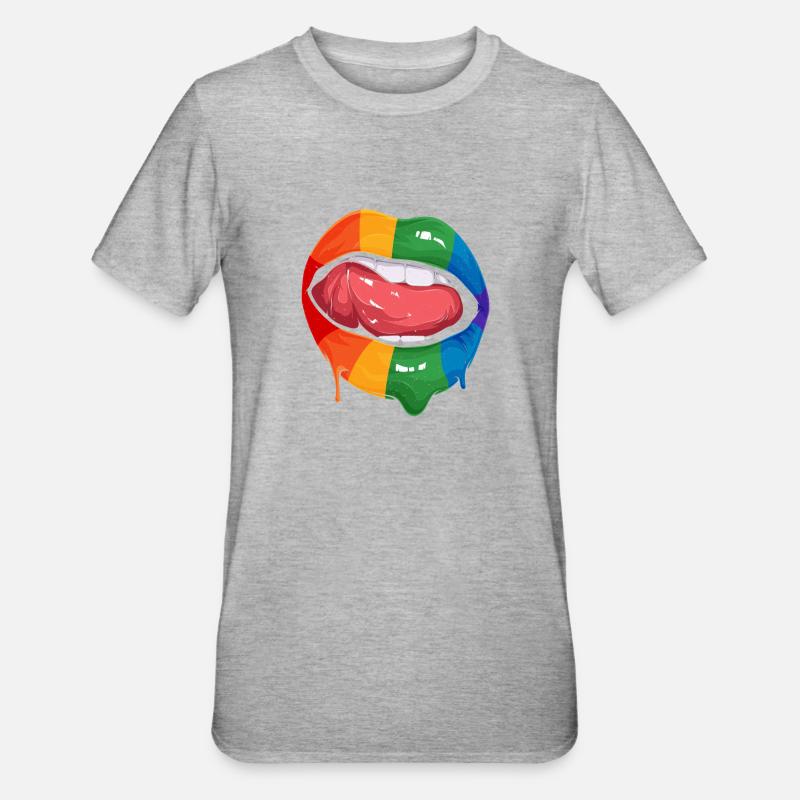 Bunte Lippen - Pride Diversity - Unisex Polycotton T-Shirt - Grau meliert