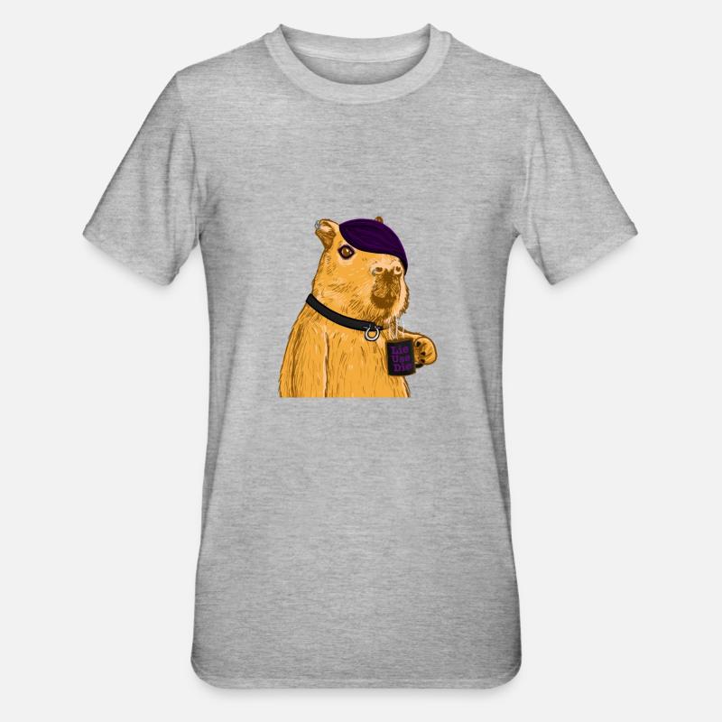 Emo Capybara - T-shirt polycoton Unisexe - gris chiné