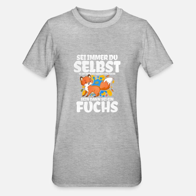 Fuchs Geschenk - Unisex Polycotton T-Shirt - Grau meliert