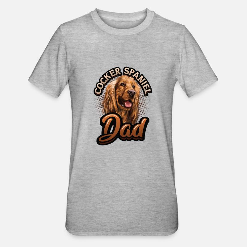 Cocker Spaniel Papa - T-shirt polycoton Unisexe - gris chiné