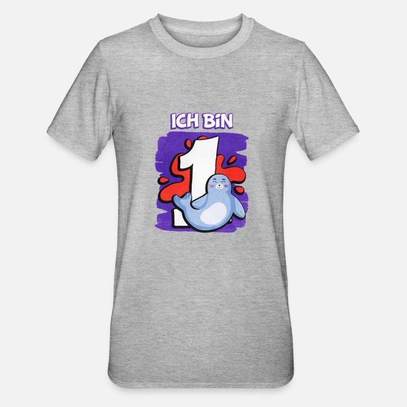 Ich Bin 1 Robbe - Unisex Polycotton T-Shirt - Grau meliert
