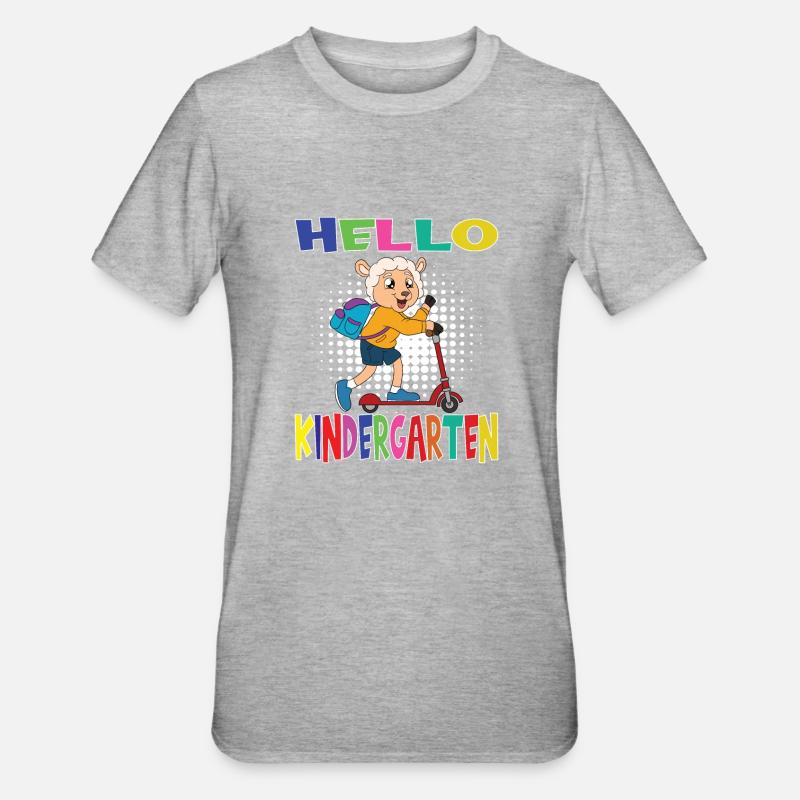 Hello Kindergarten Sheep With Scooter - Unisex Polycotton T-Shirt - heather grey