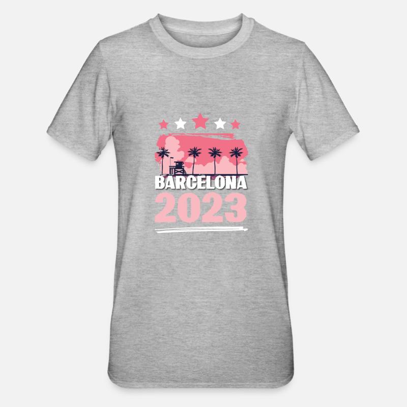 Barcelone 2023 - T-shirt polycoton Unisexe - gris chiné