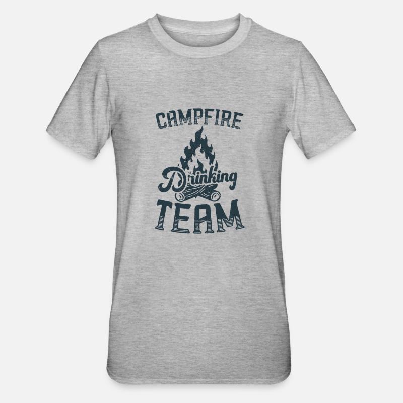 Campfire Drinking Team Camping Camper - Unisex Polycotton T-Shirt - heather grey