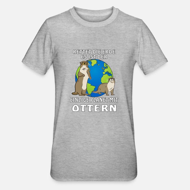 ERDE PLANET MIT OTTERN - Unisex Polycotton T-Shirt - Grau meliert