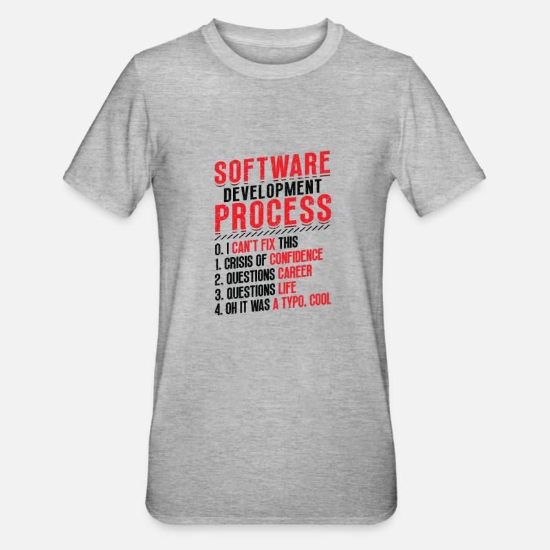 Software-Entwicklungsprozess, Programmierung - Unisex Polycotton T-Shirt - Grau meliert