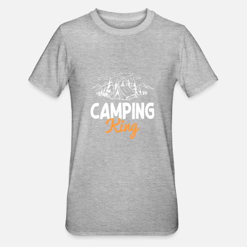 Fun Camping King - T-shirt polycoton Unisexe - gris chiné