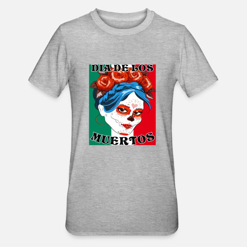 DIA DE LOS MUERTOS - T-shirt polycoton Unisexe - gris chiné